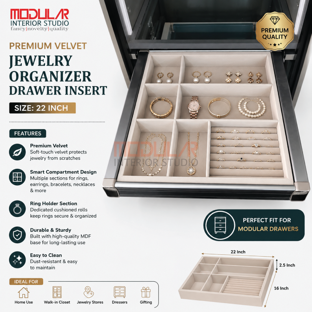 Luxury Leather Jewelry & Watch Drawer Organizer | Custom Closet Insert