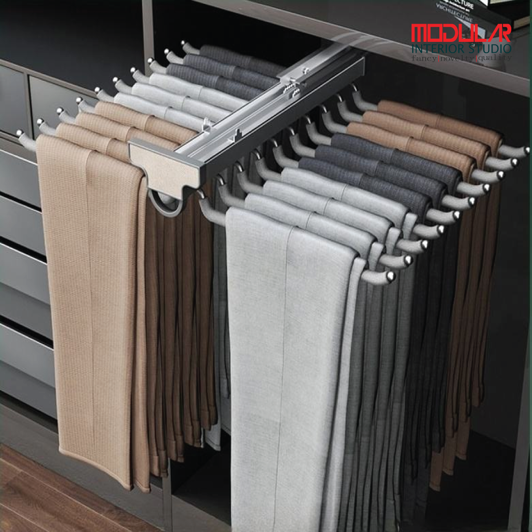 Premium Pull-Out Trouser Rack for Wardrobe | Space-Saving Closet Organizer - Image 3
