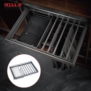 Pull-Out Wardrobe Trouser Rack & Storage Basket Unit