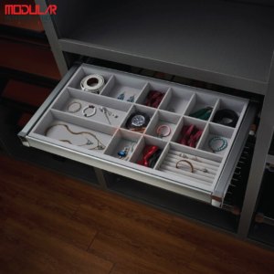 Organize your jewelry in style with the WELLMAX Pull-Out Sliding Jewelry Tray. A smart wardrobe accessory designed for easy access, efficient storage, and a neat, clutter-free dressing space.